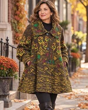 Damee Inc Mosaic Swing Coat L Wearable Art Avant Garde Lagenlook